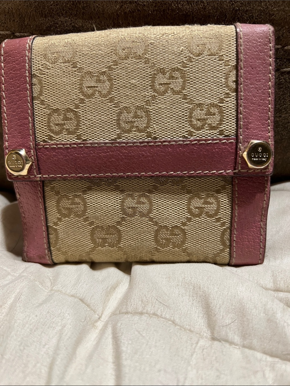 Gucci Beige Canvas Wallet with Pink Leather Trim - Picture 3 of 5